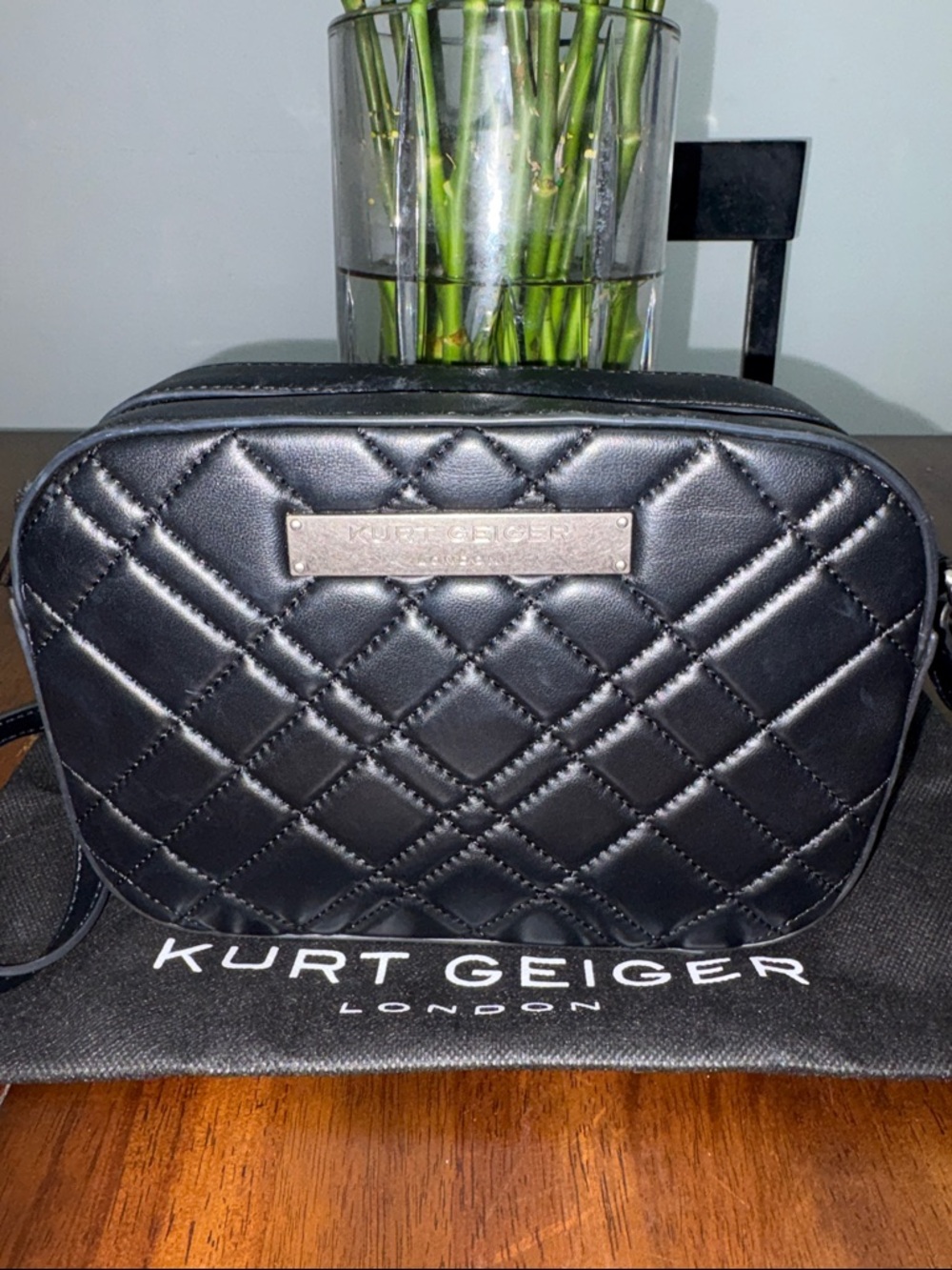 Kurt Geiger Black Quilted Shoulder Camera bag with dust bag in GUC. - Picture 2 of 10